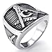 KONOV Mens Stainless Steel Ring, Freemason Masonic, Black Silver, Size 10