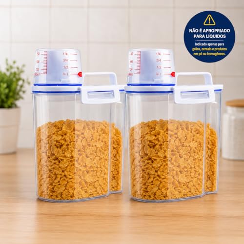 Kit 2 Unids Potes Herméticos 2 Litros Organizador Para Cozinha e Lavanderia