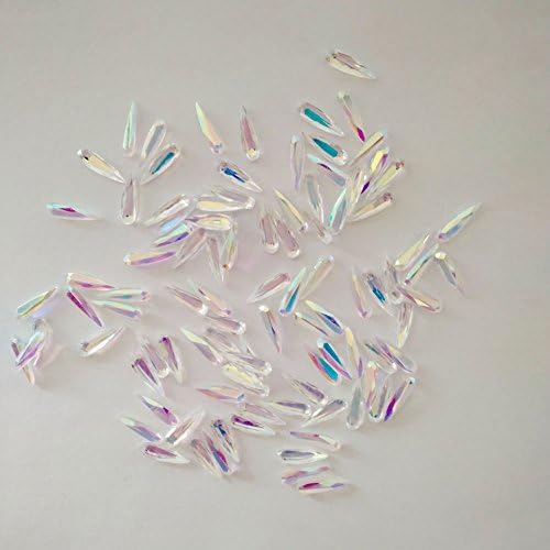 Wholesale 60pcs Colorful White Crystal 3D Nail Art Rhinestones Gems Point Back Stones Decorations Manicure Diamond Jewelry for Nails Salon Phones Decor Different Shapes (3X10mm Raindrop)