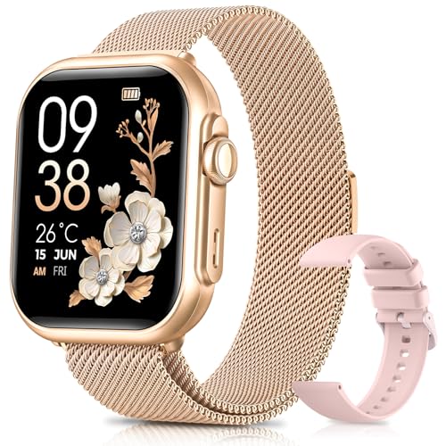 Women's Smart Watch with 100 Days of Autonomy, 1000 mAh Large Battery, 1.83 Inch Women's Smartwatch with Calls, SpO2, Heart Rate Monitor, Sleep, 120+ Sports Modes Calorie IP68 Pedometer Android iOS Rose Gold
