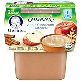 Gerber Organic 2nd Foods, Apple Cinnamon Oatmeal, 2 Count, 3.5 Ounce (Pack of 8)