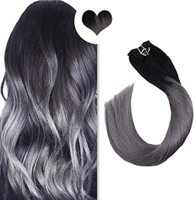 Ugeat Hair Extensions Clip In 16 Inch Off Black Ombre To Silver