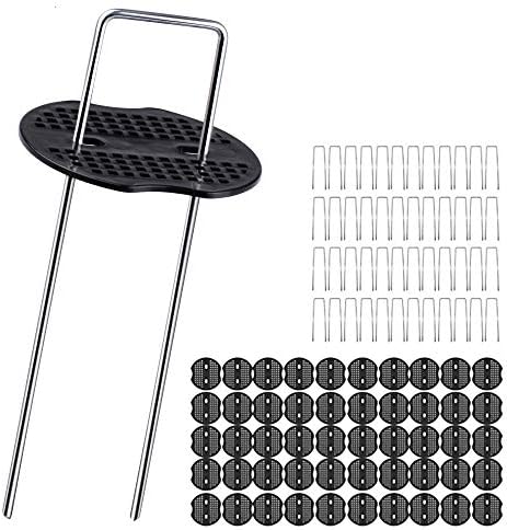 Uピン杭 黒丸付き 防草シート 固定用 人工芝 ピン おさえピン U字釘 抑え杭 押さえピン Uピン 除草シート 防草シートピン 15cm 50本セット Jpv014