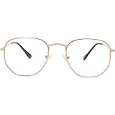 Pro Acme Hexagonal Non-Prescription Glasses Frame for Women Men Designer Square Round Metal Clear Lens Eyeglasses