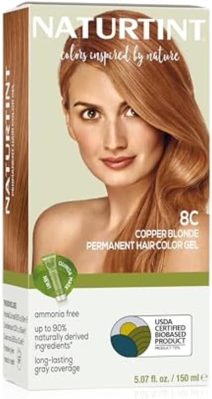 Naturtint 8C Copper Blonde Permanent Hair Colour Gel 60ml + Mask