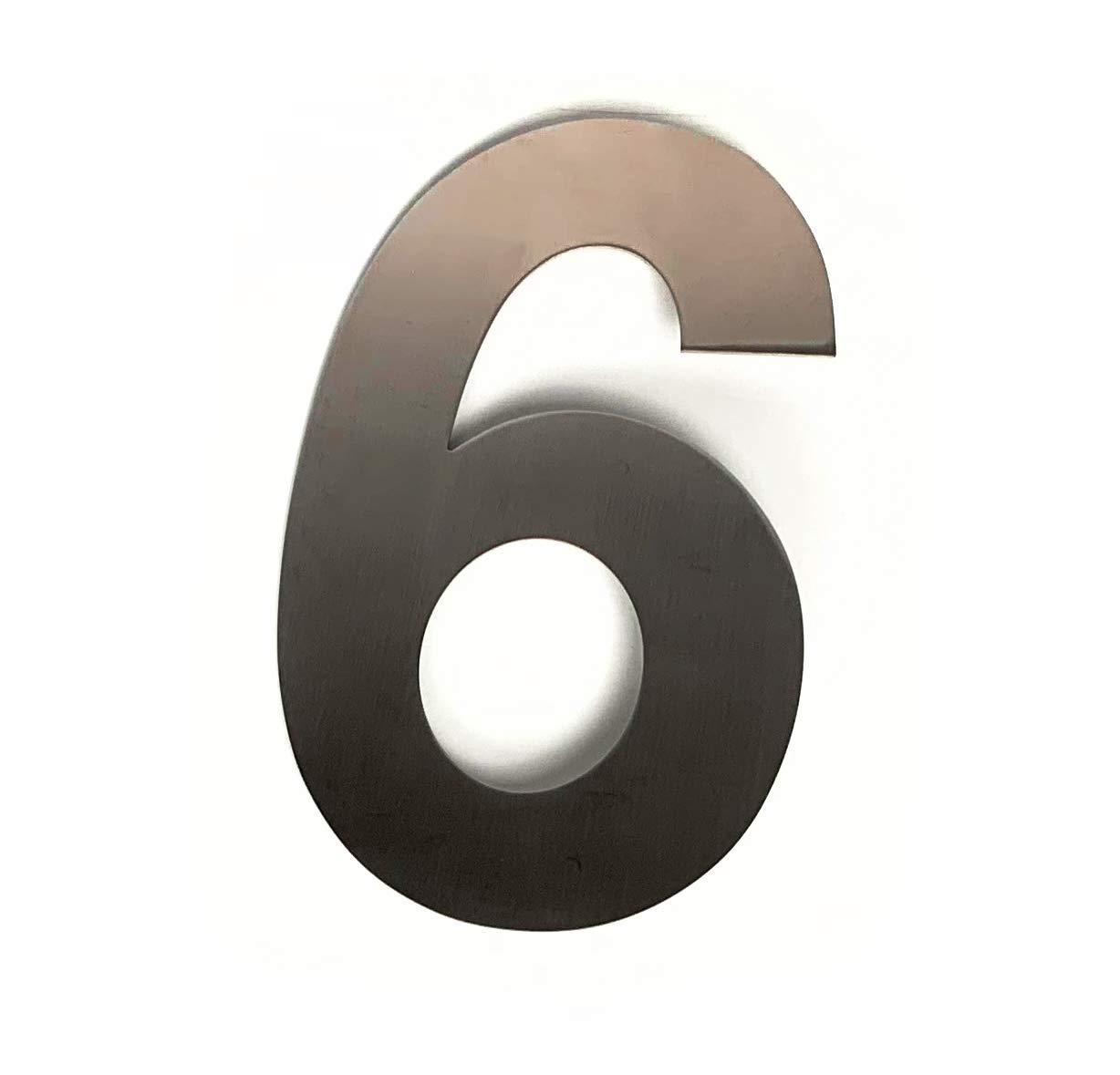 ASC FLOATING HOUSE NUMBER - Number 6 (Six) - Brushed Stainless Steel House/Door Number - 6" / 15cm Tall