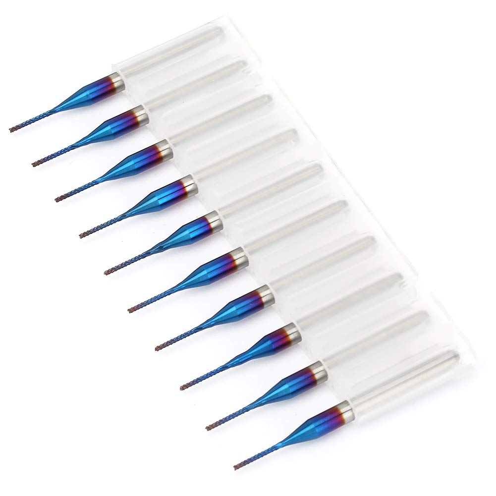 10pcs Cone Milling Cutters Tungsten Carbide End Mills for PCB SCM Circuit Board Engraving Machine(0.8mm)