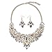 Hamer Gothic Jewelry White and Black Crystal Charms Choker Necklace and Earrings Wedding Jewelry Sets for Brides Prom Costume Jewelry for Women (White)