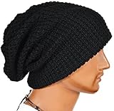 Unisex Slouchy Winter Hats Knitted Beanie Caps Men Women Soft Warm Ski Hat (Black)