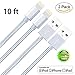 ZTeanok YYY39 Nylon Braided Cable Charger for iPhone 7/7 Plus/6/6 Plus/6S/6S Plus, SE/5S/5, IPad, iPod Nano 7, 10'/3 m -Silver - 2 Piece