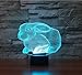FIDDY898 Animal 3D Illusion Night Light 7 Colors Changing with Acrylic Flat & ABS Base & USB Charger Bunny