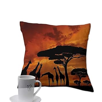 Amazon Com Ediyuneth Pillowcases King Size Wildlife Decor Safari