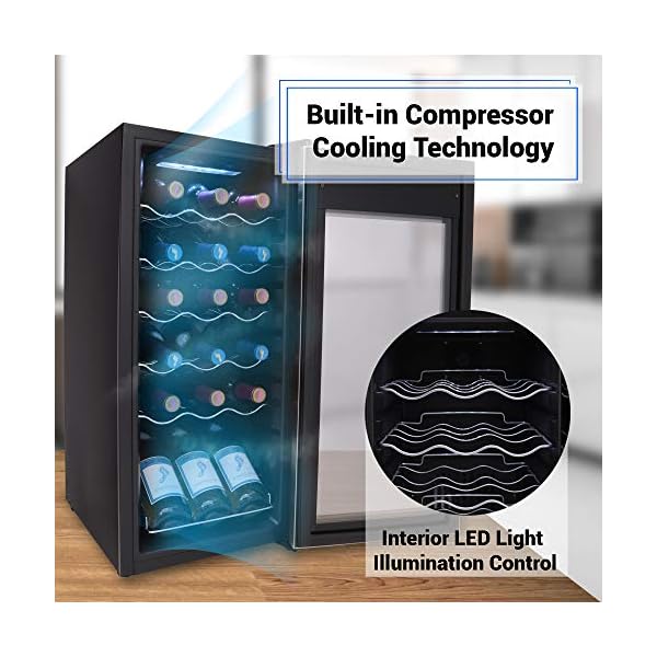 18-Bottle-Wine-Cooler-Refrigerator-White-Red-Wine-Fridge-Chiller-Countertop-Wine-Cooler-Freestanding-Compact-Mini-Wine-Fridge-18-Bottle-wDigital-Control-Stainless-Steel-Door-NutriChef-PKCWC18