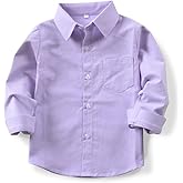 Phorecys Boys'Oxford Dress Shirts Long Sleeve Button Down Solid Formal Uniform Casual Western Shirt