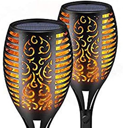 Newest upgraded 2 Pack mini small special design solar torch flame lights outdoor dancing flame flickering waterproof solar torch lantern lamp for Garden Yard Path Landscape decoration and lighting