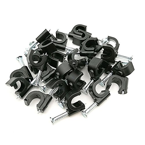 image for HS Plastic Wire Clips Black 7mm Ethernet Cable Clips,Nail in Cable Cli