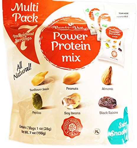 Paradise Valley Power Protein Mix 7 Oz! Includes Sunflower Seeds, Peanuts, Almonds, Pepitas, Soy Beans & Black Raisins! Multi-Pack 7 Individual Servings! Choose Your Healthy Snack! (Protein Mix) - Thumbnail 2