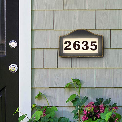 Melunar Lighted House Address Numbers Sign, Waterproof Resin Plaque Outdoor Lights, Solar Powered Address Numbers Signs for Houses, Garden, Street, Yard and Home - Thumbnail 2