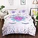 Reolmide Dreams Unicorn Bedding Twin for Girls and Kids Gifts for Teens or Little Unicorn Lovers Fancy Bedroom Decor Pretty Bed Set with Pink and Purple Flowers Duvet Cover and Pillow Shams (3 pcs)