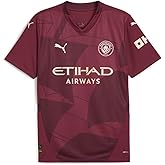 PUMA Mens Manchester City F.C. Third V Neck Short Sleeve Soccerjersey Casual - Red
