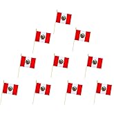 10 Pack Peru Flags -PE Handheld Flag- 5x8 in,Peruvian Mini Flag. Suitable For Party Decorations, Store Displays, Bar Decorations And National Day Parades.