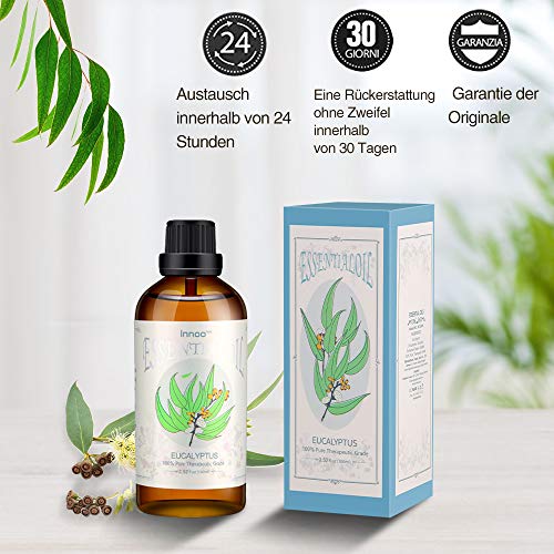Innoo Tech Eucalyptus Essential Oil, 100% Pure Natural Aromatherapy Eucalyptus Organic Essential Oil for Diffuser & Humidifier (100ml)