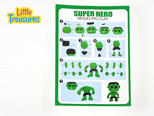Little Treasures Clay Set of 2 Hero Characters molding Play-Dough kit – a Fun Arts and Craft Kid’s Artist Toy Project Clay Modeling and Sculpting DIY Play-Set – Create Your 3D Theme