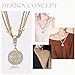 Long Necklace,Gold Silver Rose Gold Plated 3-Color Multilayer Necklaces with Rhinestone Crystal Disco Ball Pendant Fashion Jewelry Gift for Women at Birthday
