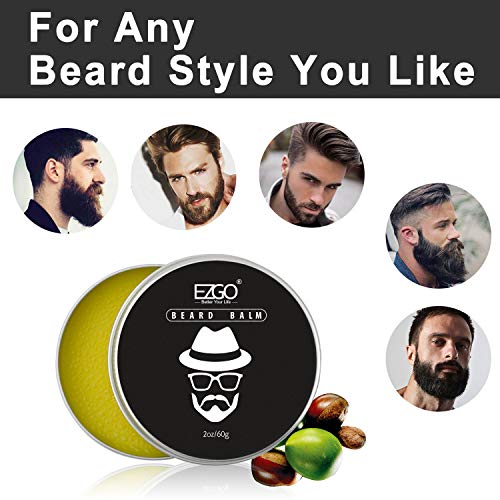 EZGO Beard Balm Conditioner-Styles, Strengthens and Thickens for Healthier Beard Growth, Beard Wax Boost Shine and Maintains Hold, 2oz