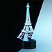 Urwise romantic Eiffel Tower in Paris France 3D Optical Illusion Night Light,7 Colors Changing,Smart Touch Button USB Powered,Amazing Creative Art Design for Home Decor ZB-2821