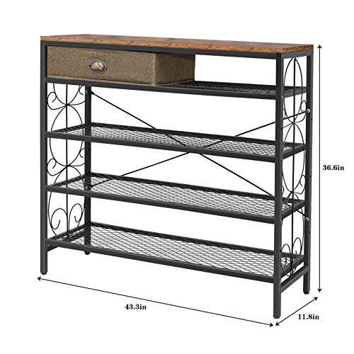 Xcosrack Shoe Rack, 4Tier Shoe Rack Organizer Industrial Metal Closet