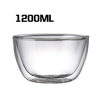 TMY Doppelschicht hitzebeständige Schüssel aus Borosilikatglas Salatschüssel Mikrowelle Geschirr (Größe : 1200ml)