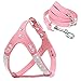 Beirui Soft Suede Leather Dog Harness and Leash Set - Rhinestone Dog Harness Sparkly Crystal Vest & 4 ft Lead for Small Dogs & Cats Pets Chihuahua Schnauzer Yorkshire,Red,Chest for 12-14