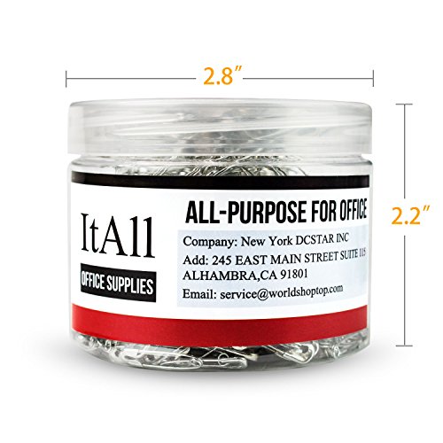 ItAll 300PCS 3/4-2.2Inch 5Sizes Safety Pins with Safety Head, Rust-Resistant Nickel Plated Steel Set for Kids Sewing Quilting Arts Crafts Office and Home Use