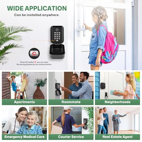 Outdoor Waterproof Key Box Combination Key Box Key Box with Code Large Security Box for Keys Wall for Home School Factory