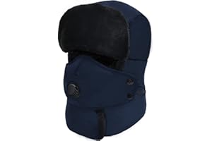 OUTRIP Winter Trapper Hat for Men & Women, Trooper Hunting Russian Fur Hat with Ear Flap & Mask Ushanka Aviator Hat for Cold Weather