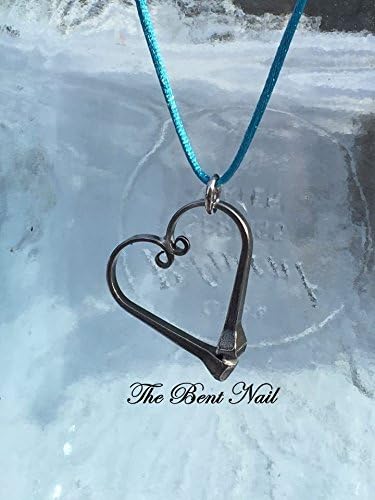 Horseshoe Nail Heart Pendant Necklace made with Authentic Draft Size Horseshoe Nails Handmade in New Hampshire USA