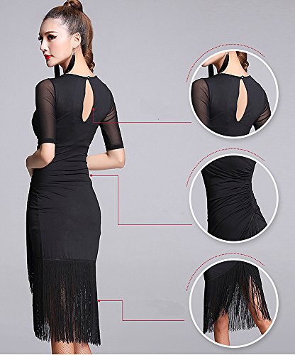 TALENT PRO Latin Rhythm Ballroom Carmen Fringe Tango Dance Dress (X-Large) - Thumbnail 6
