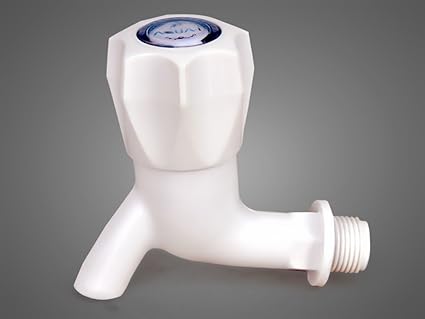 Plastic Tap/Bibcock (UPVC Material)-Standard Size-1/2(15mm) For HOT & COLD Water(WHITE)