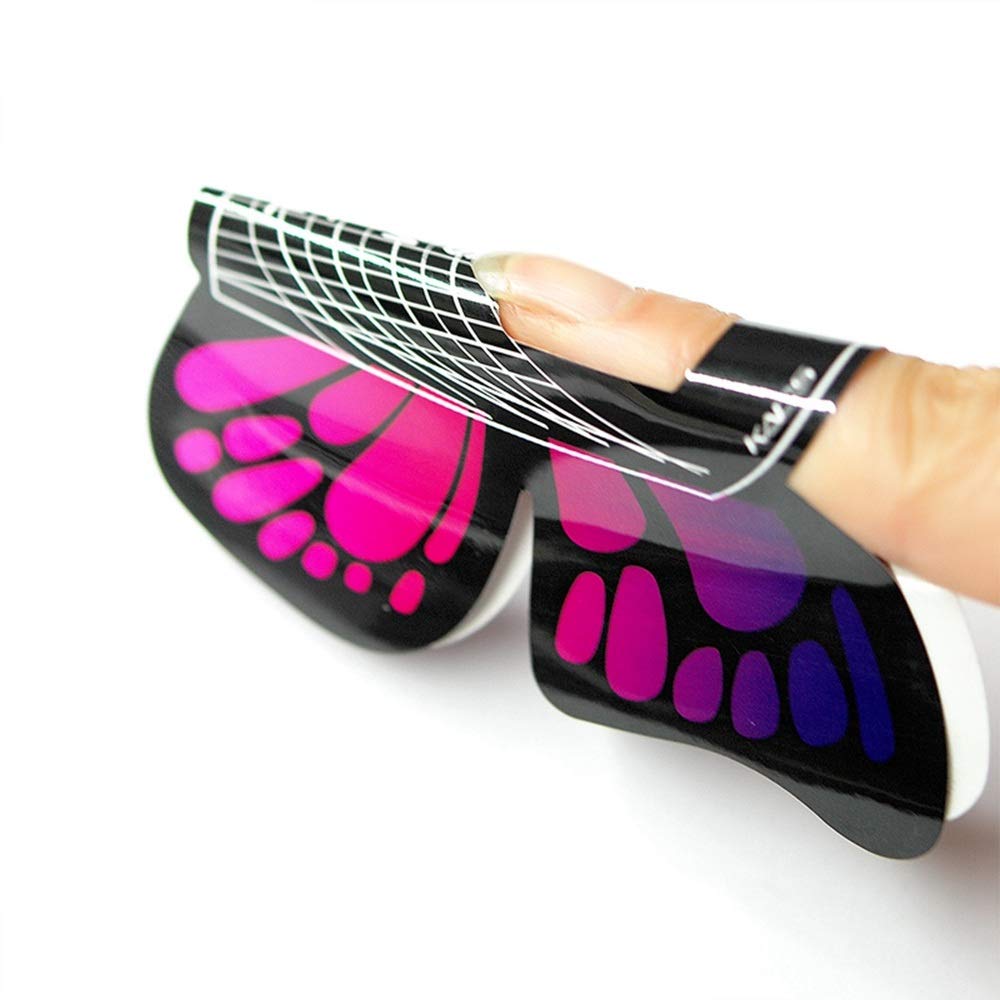 KADS 100pcs in 1 Roll Big Size Butterfly-shape Self Adhesive Gel Nail Extension Nail Forms for Acrylic Nails Tips