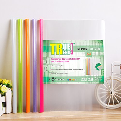 TRUETREND Heavyweight Plastic Report Cover | Standard Sliding Bar Translucent Design â€“ Project File, Resume and Presentation Protector â€“ Perfect for School and Office + Bulk Pack of 5 in 5 colors