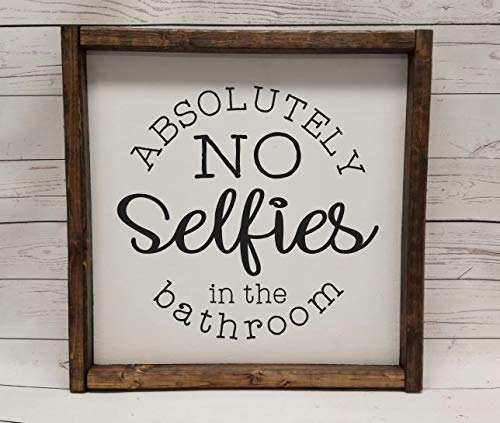Amazon Com Absolutely No Selfies In The Bathroom Funny Bathroom