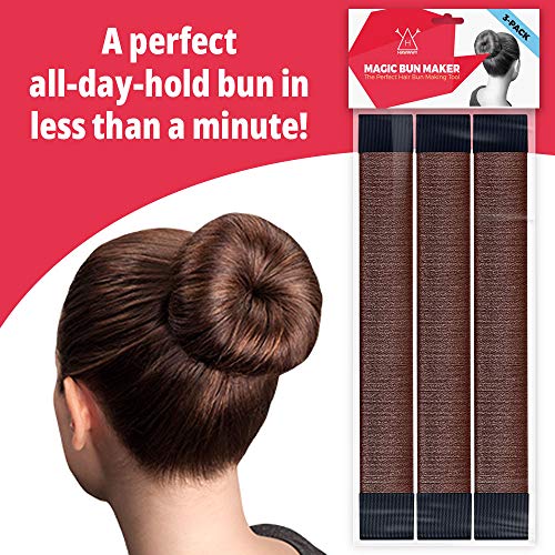 Hawwwy 3 Piece Hair Bun Maker Easy Fast Snap Roll Bun Tool