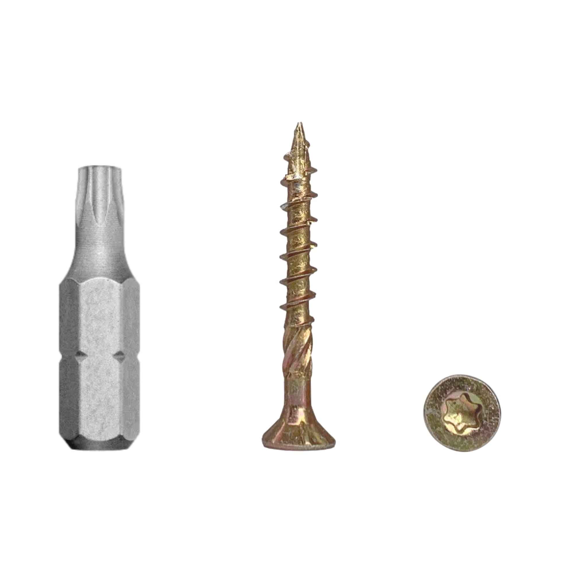 (Pack of 500 pcs) Yellow Zinc Plated Steel 3.5 x 30 mm Wood Screws, Torx Head, Type 17, Countersunk Head, Chipboard Screws (500, 3.5 x 30 mm)