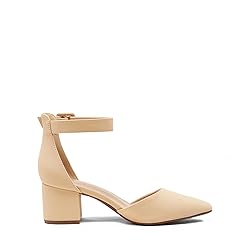DREAM PAIRS ANNEE Pointed Toe Low Chunky Heels Pump
