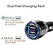 Car Charger QuickCharge 3.0 35W Adapter Usb Fast Charge, Port 1 QC 3.0 Port 2 Smart Power 3.1A Samsung, Android, Galaxy s9, ipad, Surface Pro, Lg, Apple