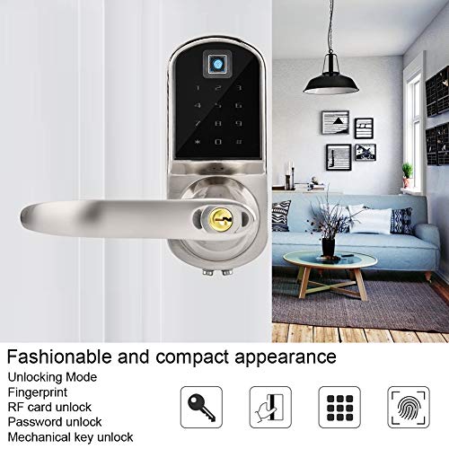 Smart Door Lock, Fingerprint Touchscreen Password Key Card Anti-Theft Entry Gate Lock with 12-Key Backlight Keyboard