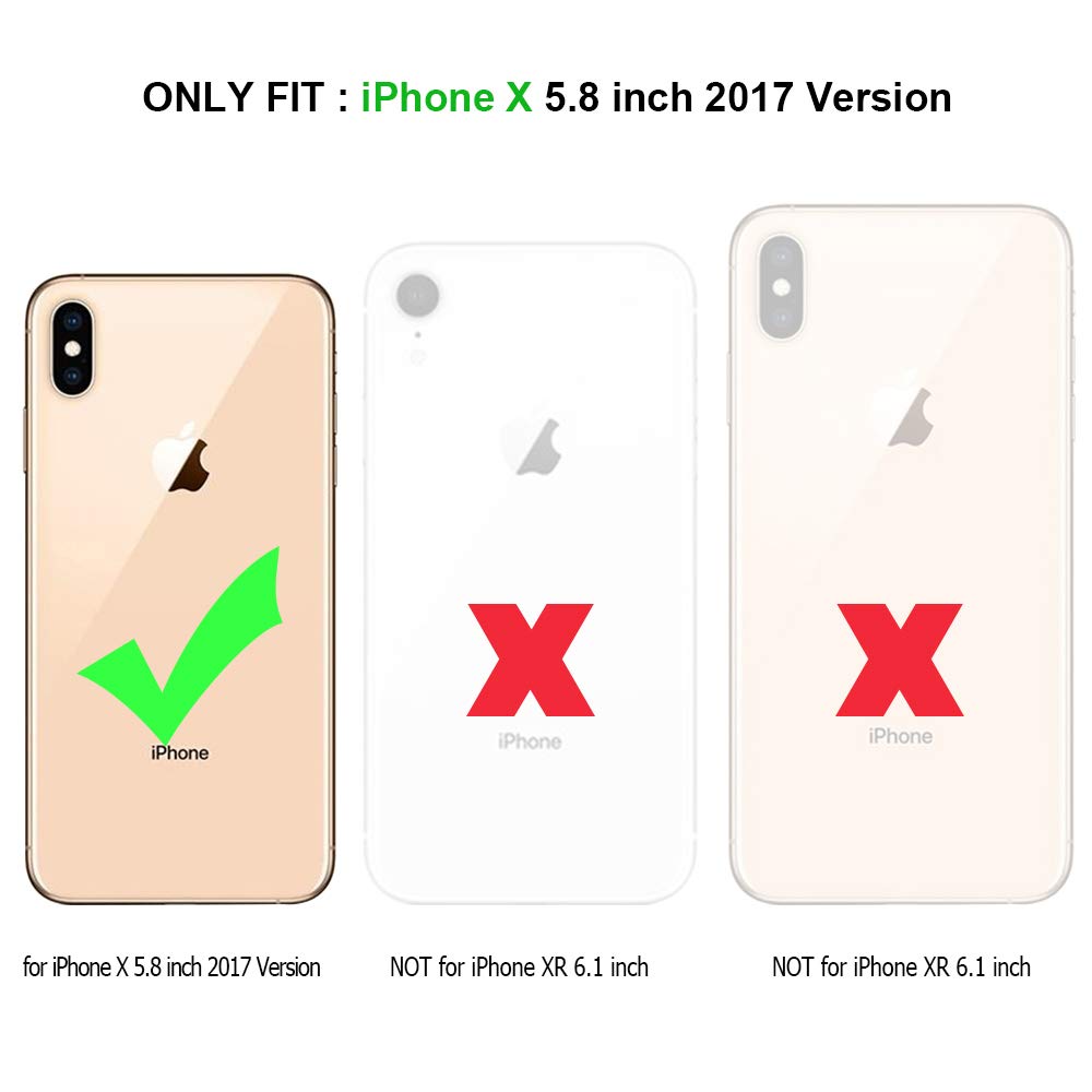 iPhone X Case, iPhone XS Shockproof Protective Wallet Case with PU Leather Card Holder for Apple iPhone X/XS (5.8 inches) [Orange+Black]