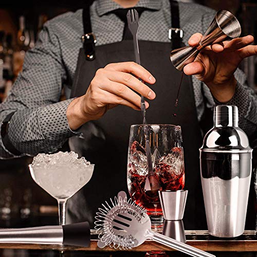 PowCube Cocktail Set,11-teiliges Cocktail Shaker Set,550 ml Edelstahl Bar Tool Set Barkeeper Kit mit Holzständer… – Bild 3