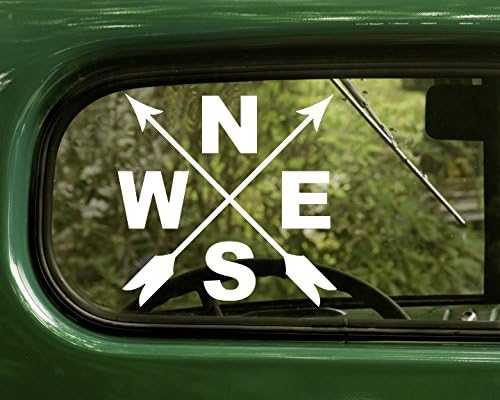 2 Compass Arrow Nature Decal Stickers White for Window Car Truck Laptop Bumper Rv